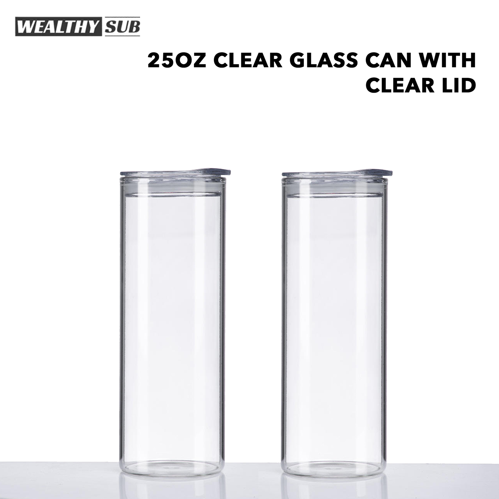Wealthysub China warehouse sublimation 25oz clear&frosted glass can with clear lid